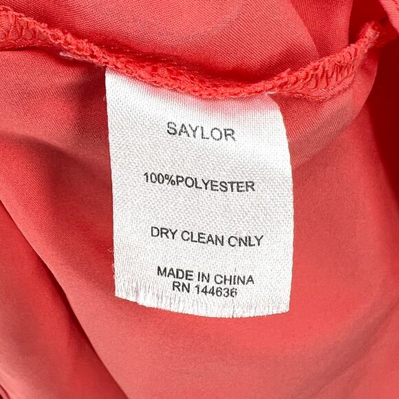 SAYLOR Crochet Lace Short Fern Dress Womens Medium Orange Sleeveless Ruffle Mini - Picture 12 of 16